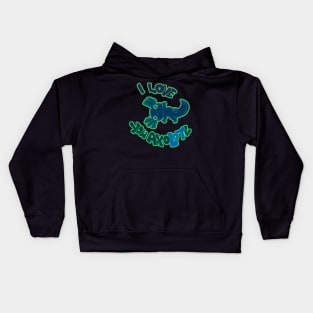 I LOVE YOU AXOLOTL blck mud puppy Kids Hoodie